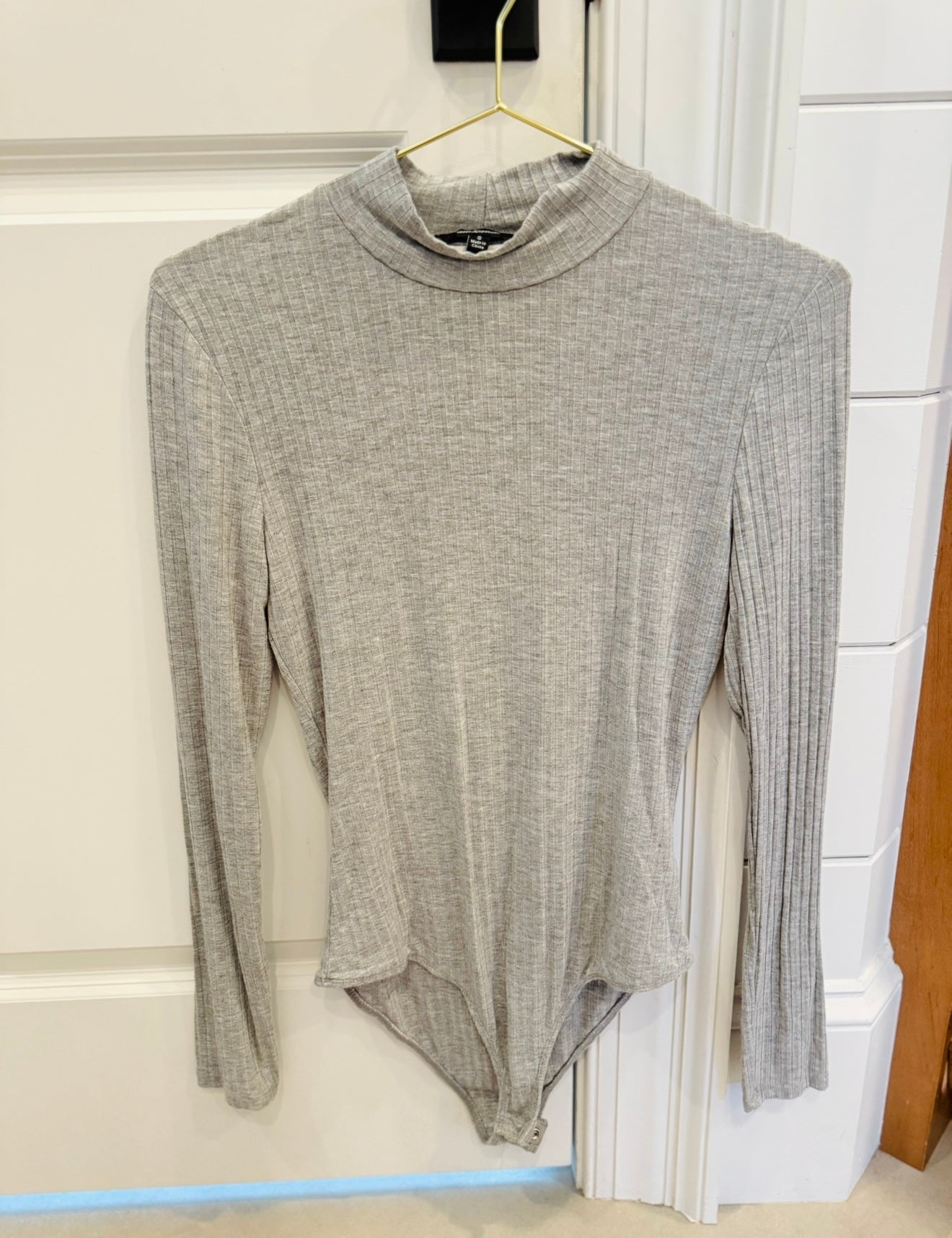 ✨Grey Ribbed Bodysuit-S