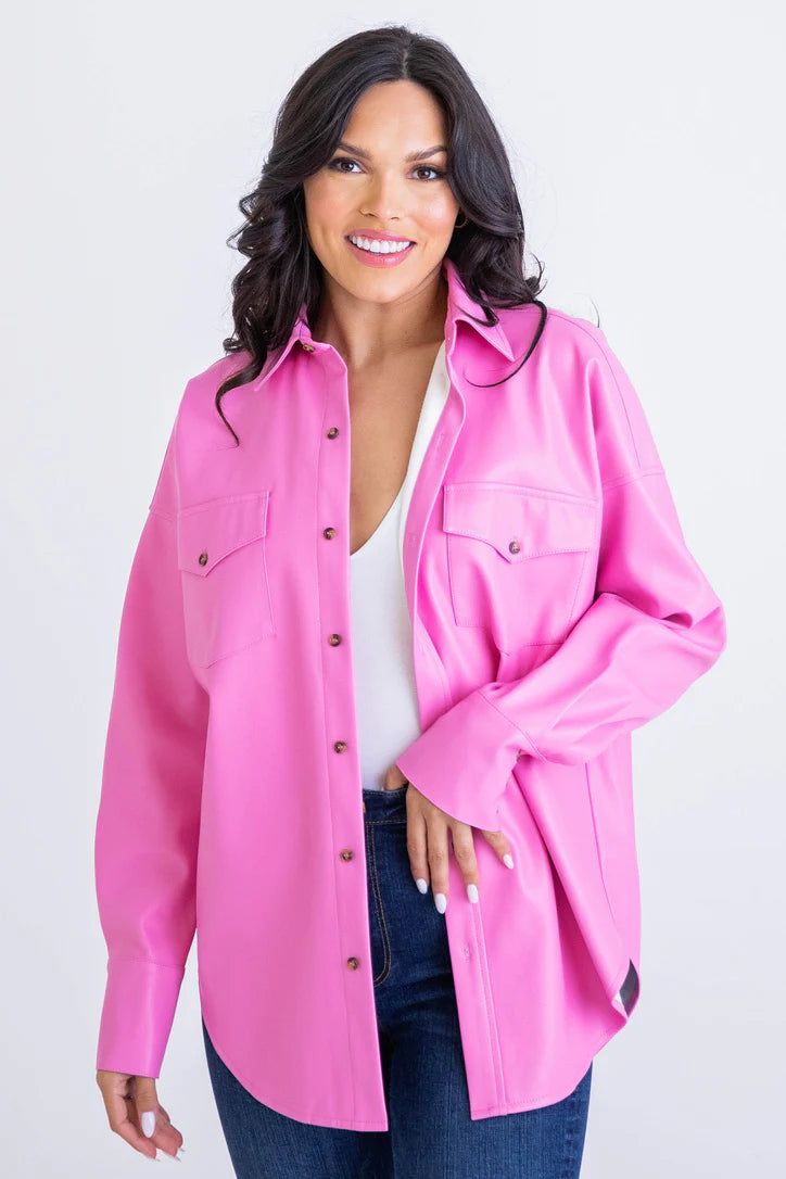 Karlie Pleather Shacket-S