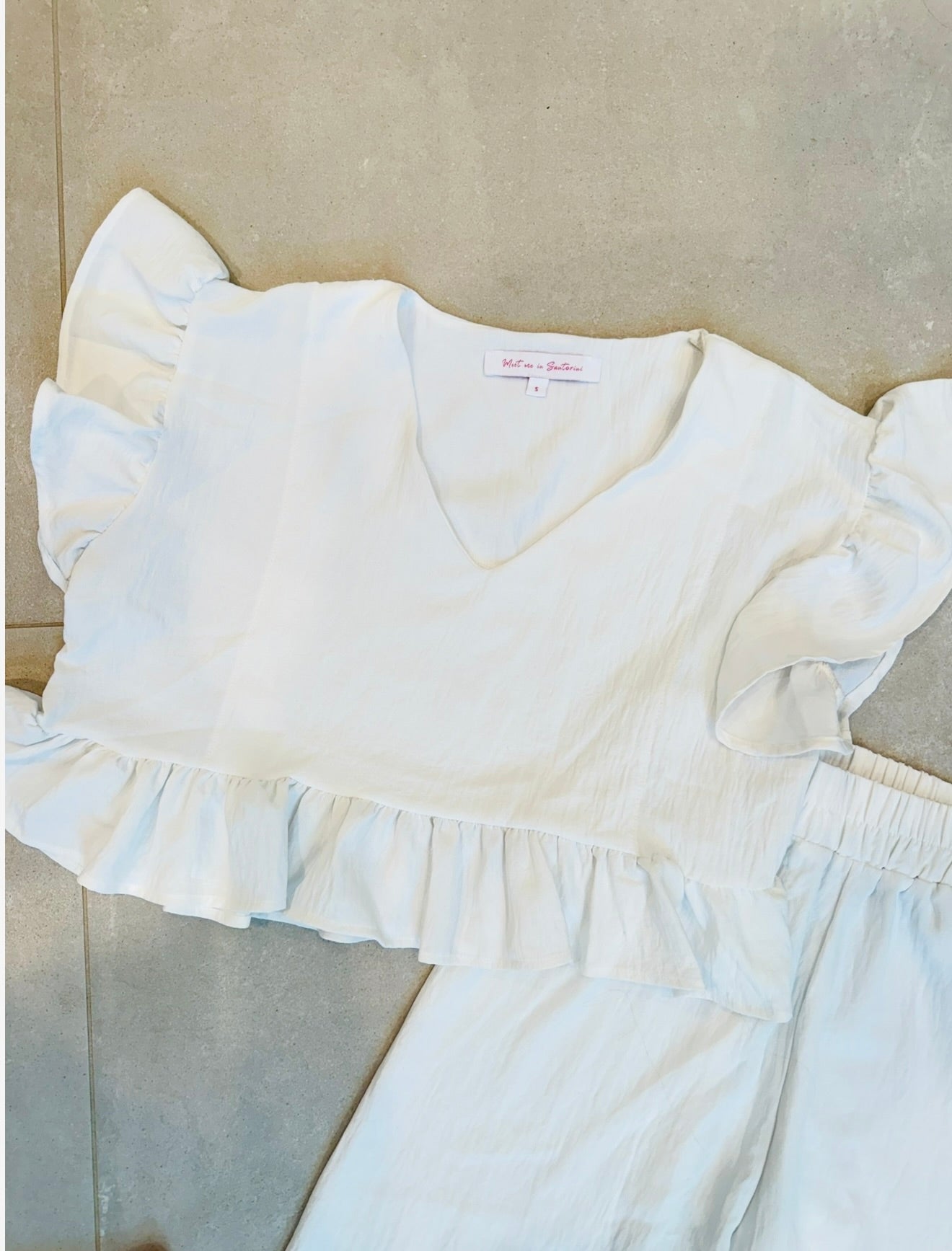 White Flowy Set-Meet Me In Santorini