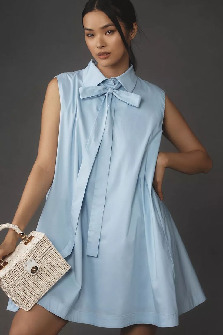 Blue Bow Dress-English Factory-S