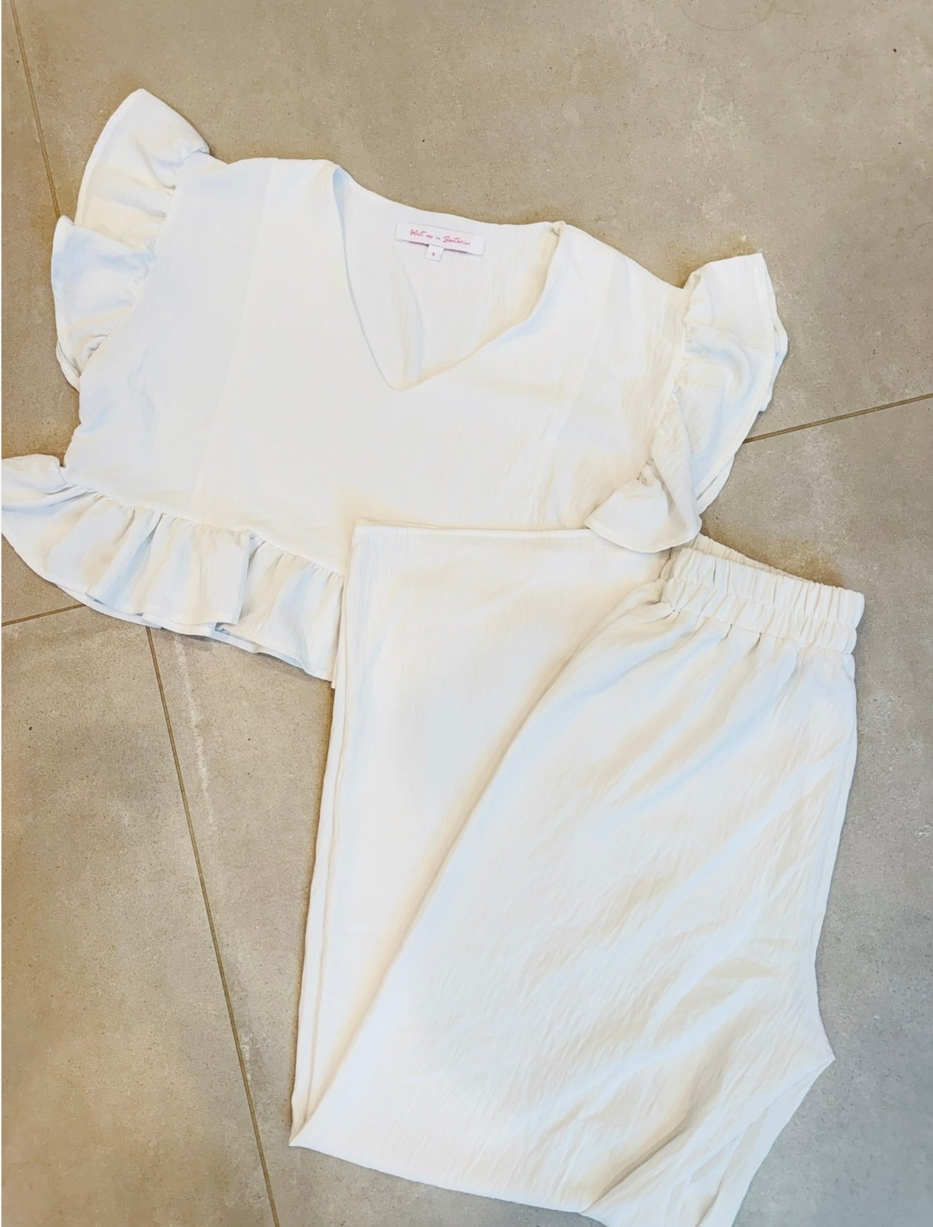 White Flowy Set-Meet Me In Santorini