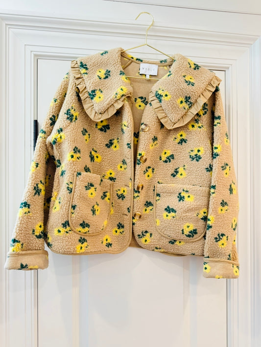 Floral Sherpa Jacket-S