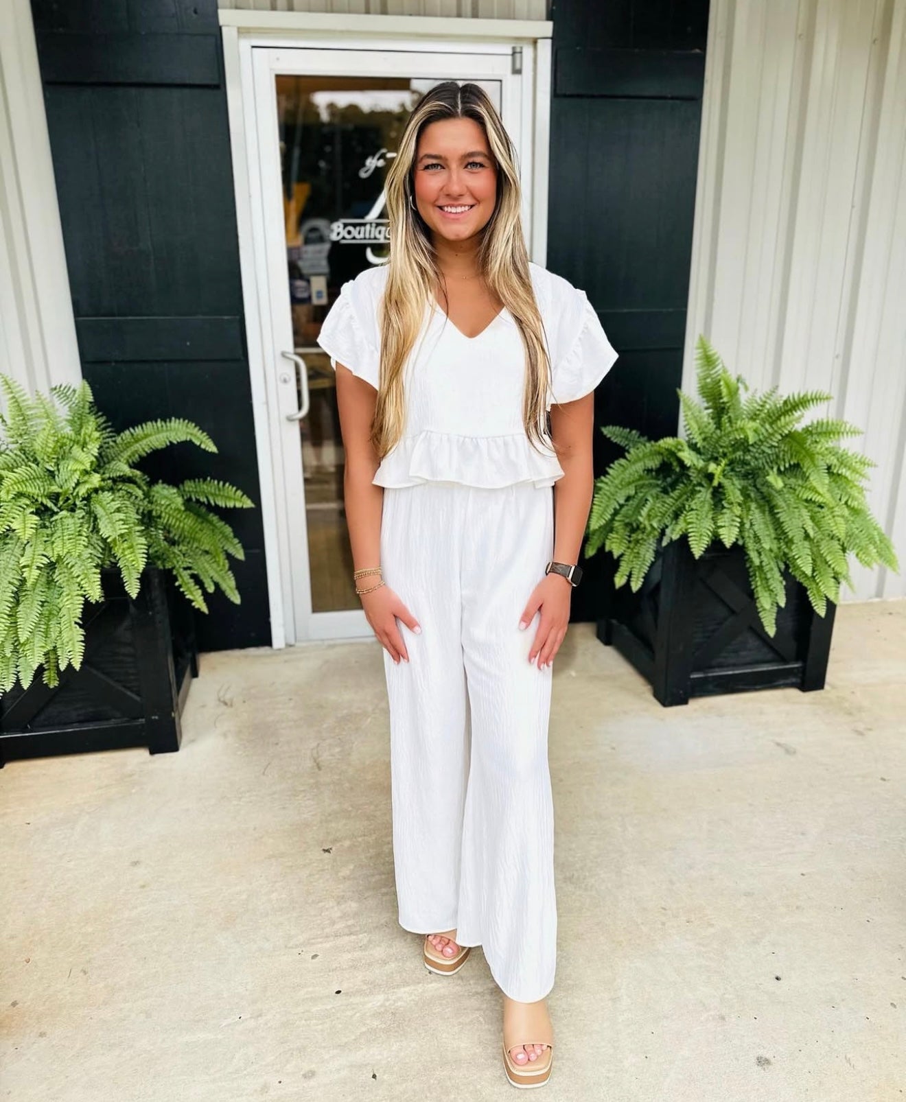 White Flowy Set-Meet Me In Santorini