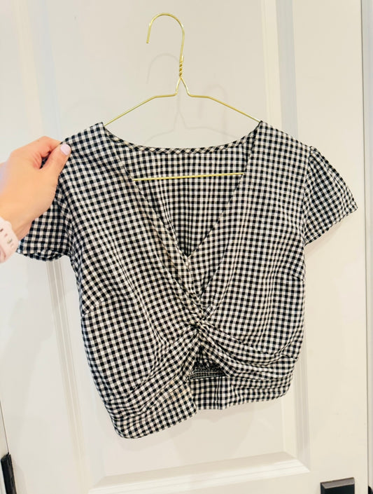 Gingham Top-SHEIN-S