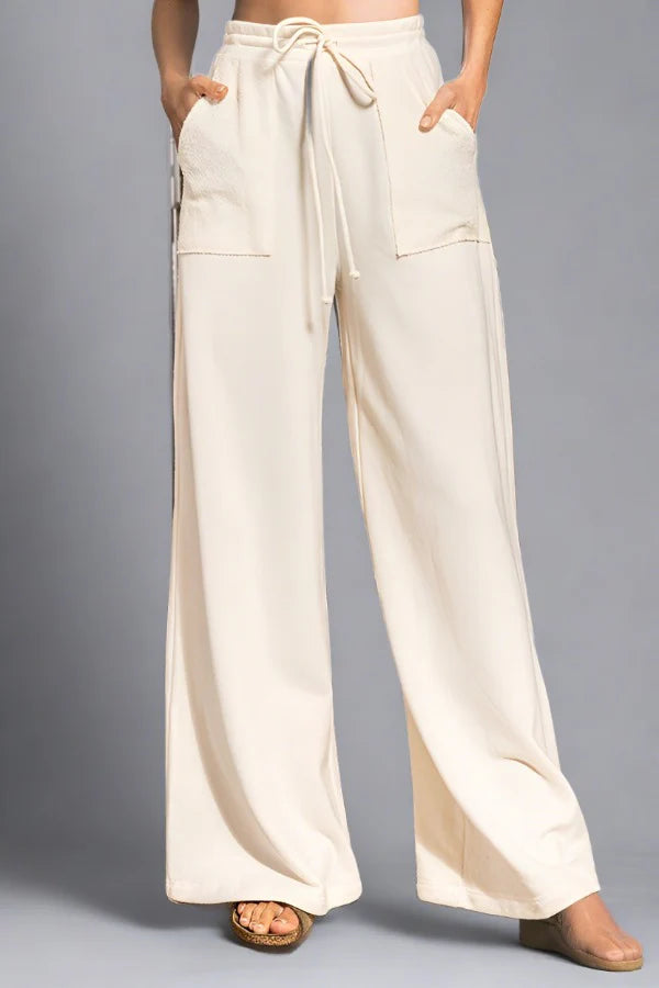 Cream Wide Leg Pants-S