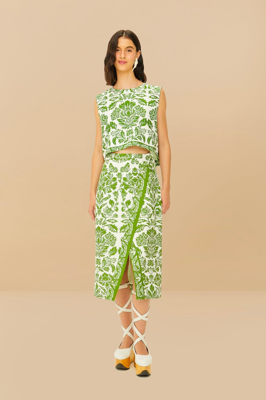 12. Green Tapestry Midi Skirt-L. Rio-S
